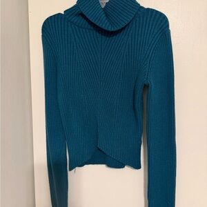 T Tahari Teal Cowl Neck Sweater